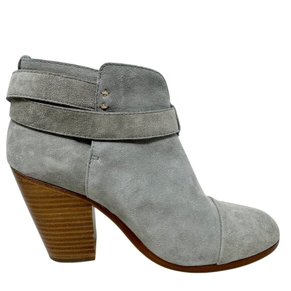 Rag and Bone Harrow Suede Booties gray ankle boots size 7.5 37.5 belted - Picture 5 of 12
